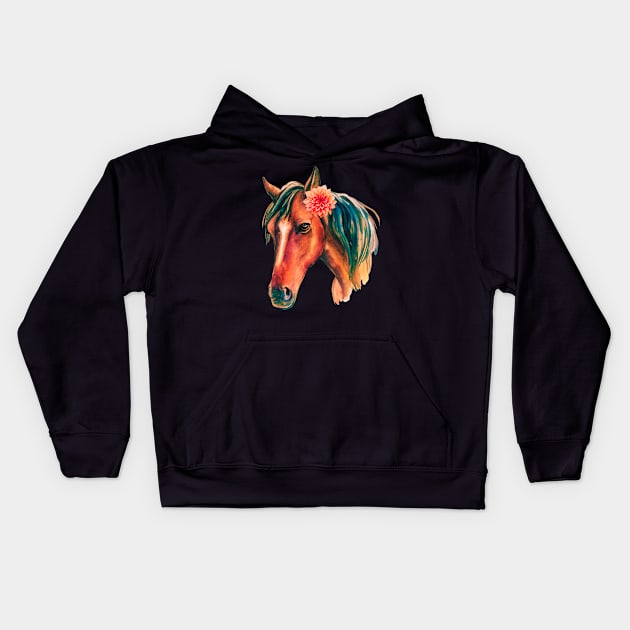 Seamless Horse Pattern Kids Hoodie by MandySJ